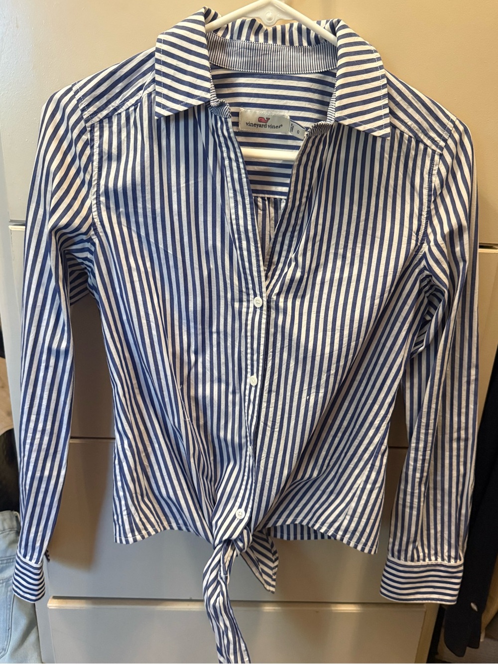 Vineyard Vines Navy & White Vertical Stripe Button Shirt